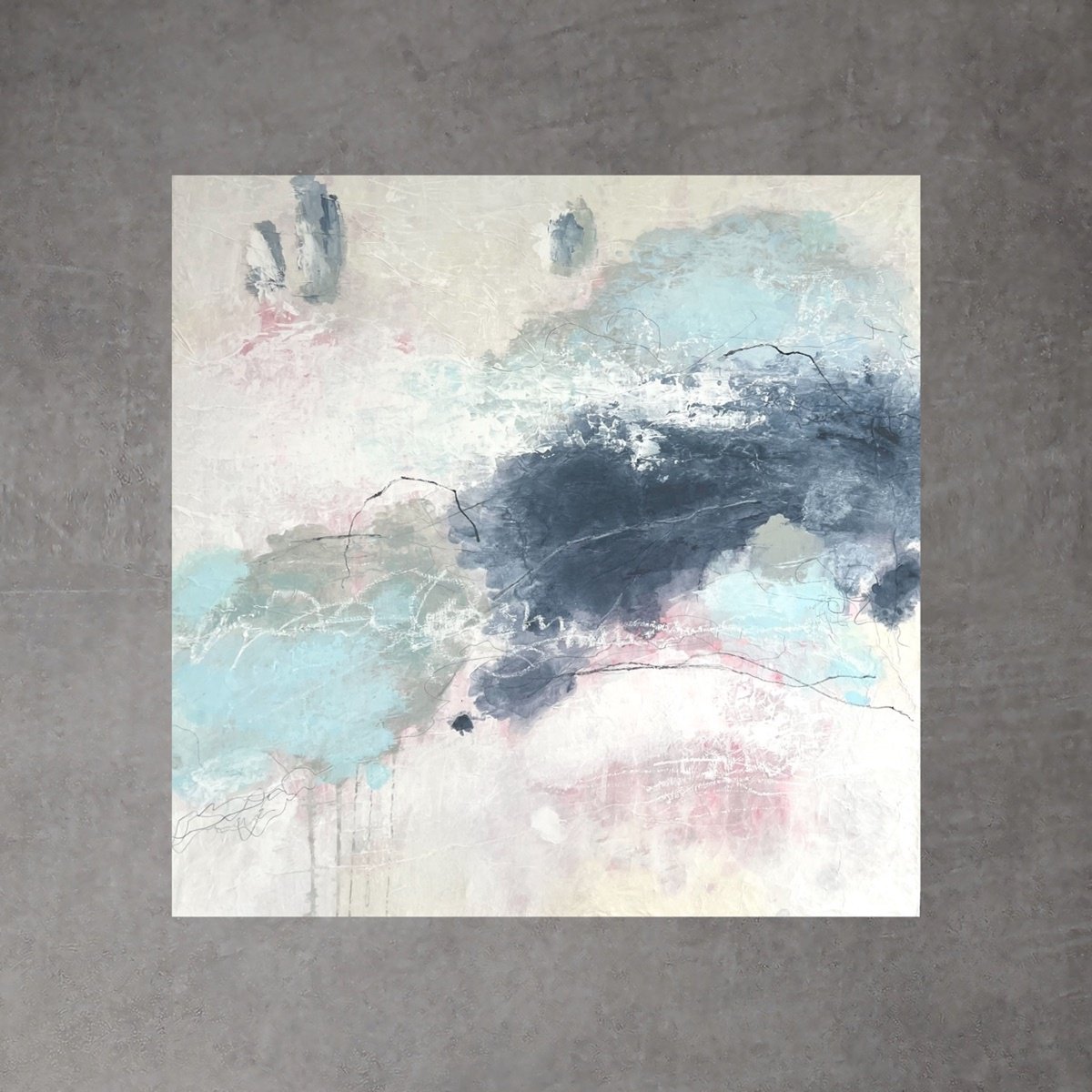 Organic Abstract Acrylic Painting By Angelika Millmaker, 35 X 35, Winter Morning, Original Artwork