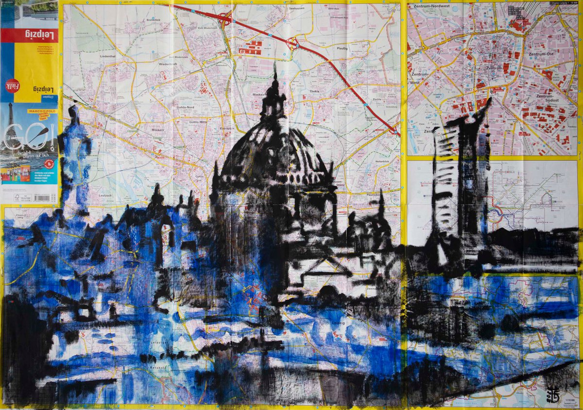 Impressionistic Transport Acrylic Painting By Kateryna Bortsova, 38 X 27", Leipzig, Original Artwork