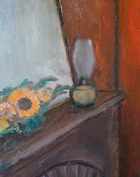 In the fireplace room