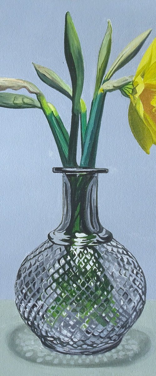 Daffodils In A Glass Vase by Joseph Lynch