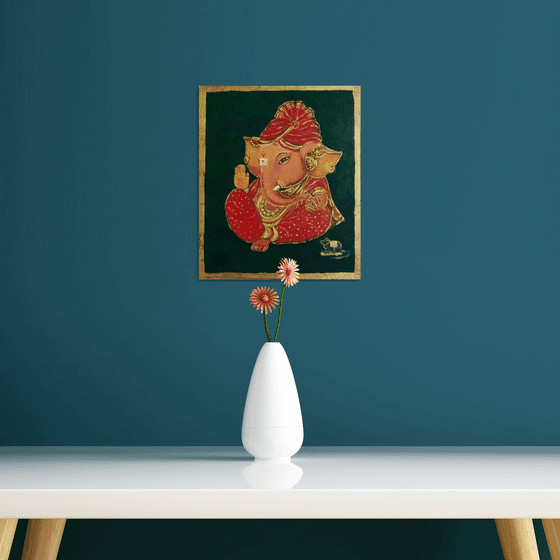 Baby Ganesha with a red turban