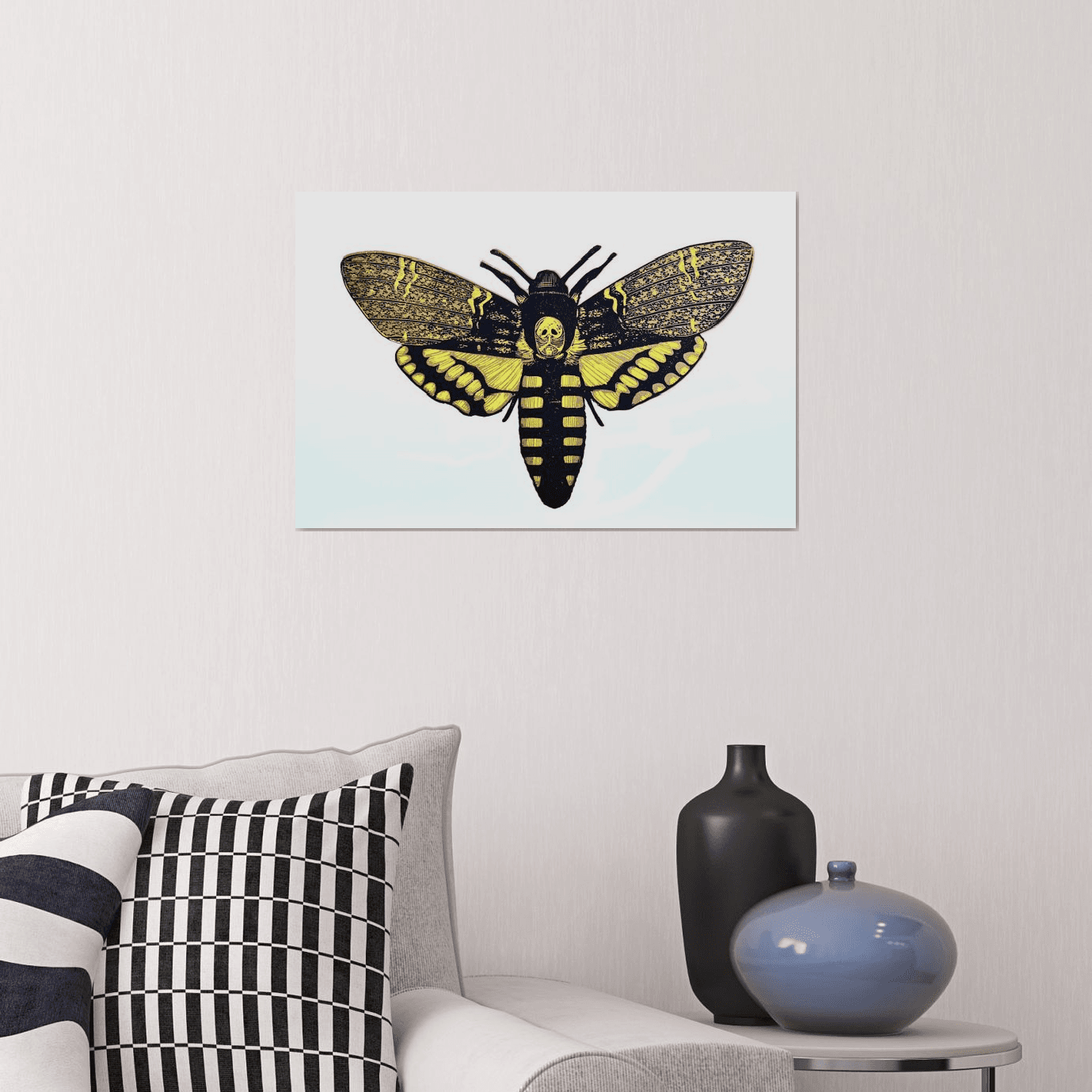 Deathhead Moth STICKER - Insect - Waterproof Art Sticker - Linocut  printmaking — Hannah Guthrie Designs