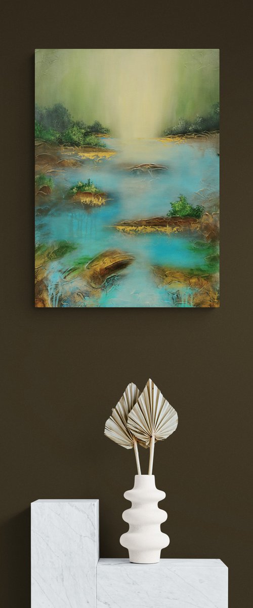 A beautiful large original modern abstract figurative painting "Summertime" by Vera Hoi