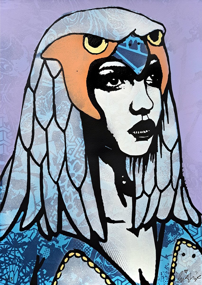 Urban And Pop Portrait Screenprint By Copyright, 14 X 20, Sorceress Mauve, Original Artwork