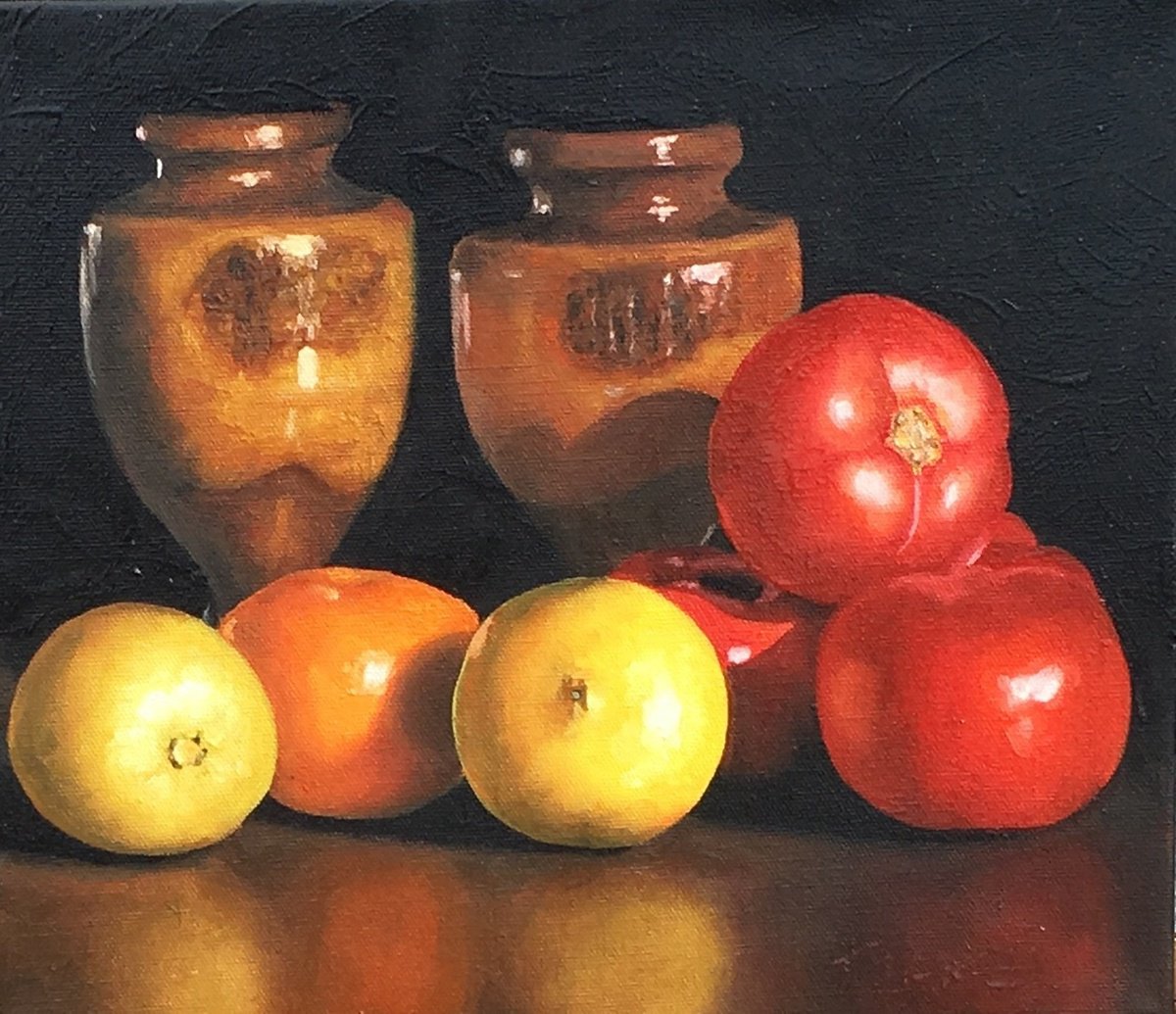 Photorealistic Still Life Oil Painting By Trisha Lambi, 14 X 12", Sentinels, Original Artwork