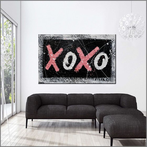 Kisses and Hugs 160cm x 100cm Huge Texture Urban Pop Art