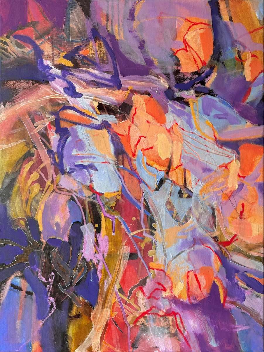 Organic Abstract Acrylic Painting By Anna Rolskaya, 24 X 31, You Looked At Me Like Summer, Original Artwork