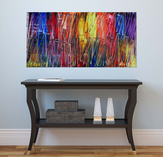 "The Piano Has Been Drinking" - FREE USA SHIPPING - Original Large PMS Oil Painting On Board - 48 x 24 inches