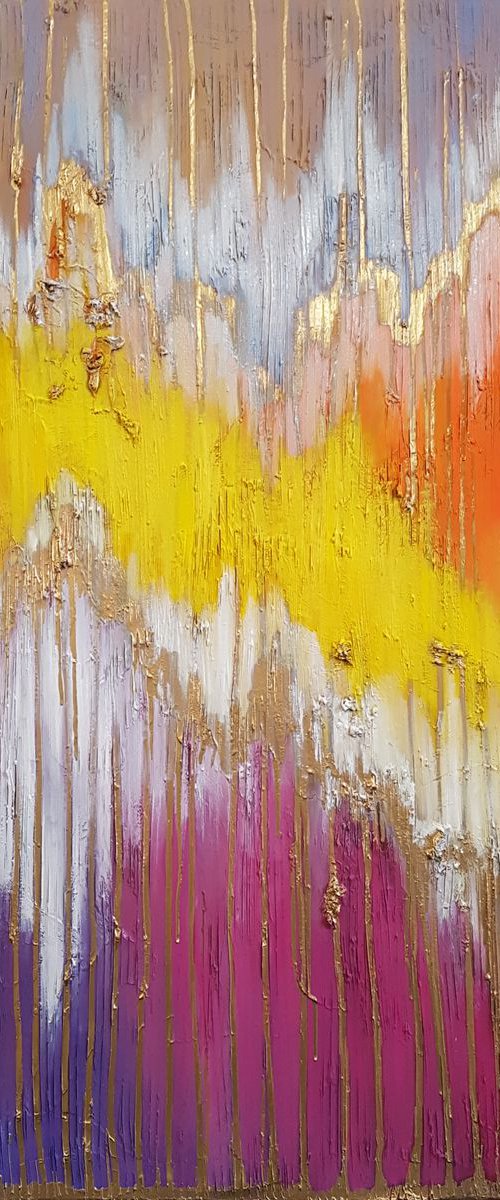 Abstract landscape You are my sunshine, 50×90 cm, original, Free shipping by Larissa Uvarova