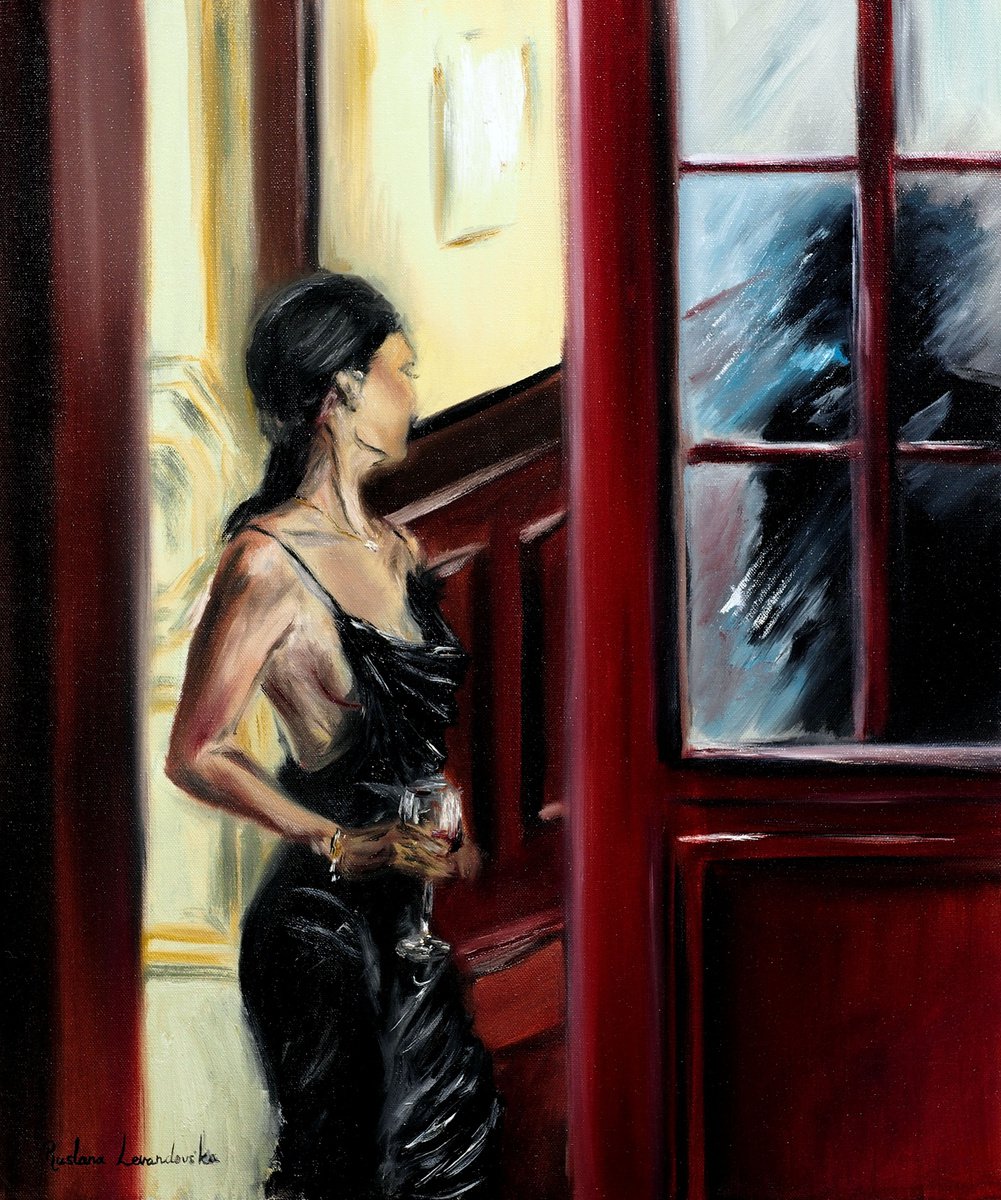 Impressionistic Portrait Oil Painting By Ruslana Levandovska, 20 X 24", Beyond The Door, Original Artwork