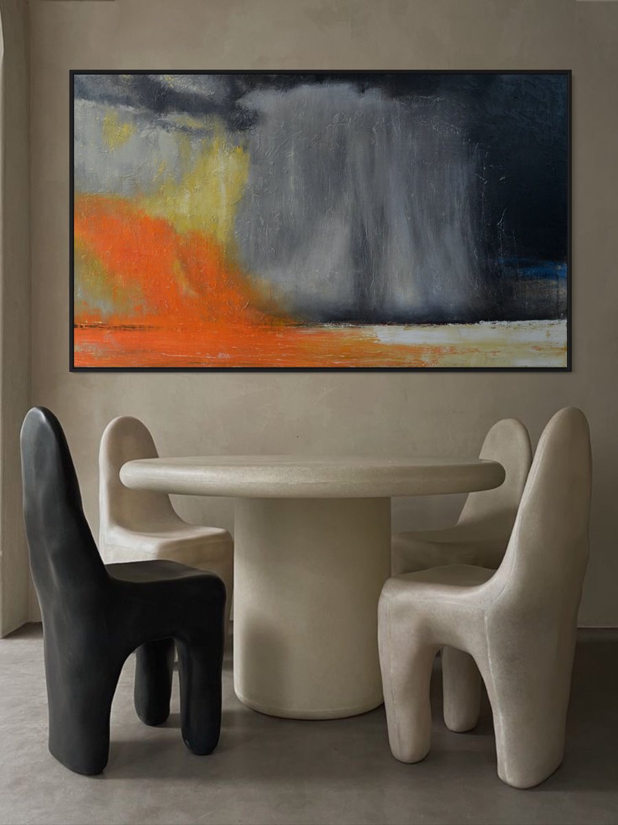 Impressionistic Landscape Acrylic Painting By Tetiana Hutsul, 63 X 37", Under The Sky Of Million Stars, Original Artwork