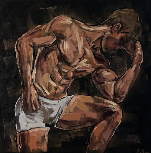 Male nude, naked man, gay painting by Emmanouil Nanouris