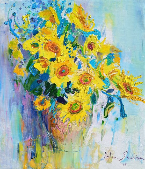Sunflowers on white