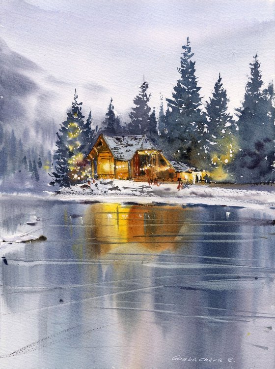 House on the lake. Scandinavia