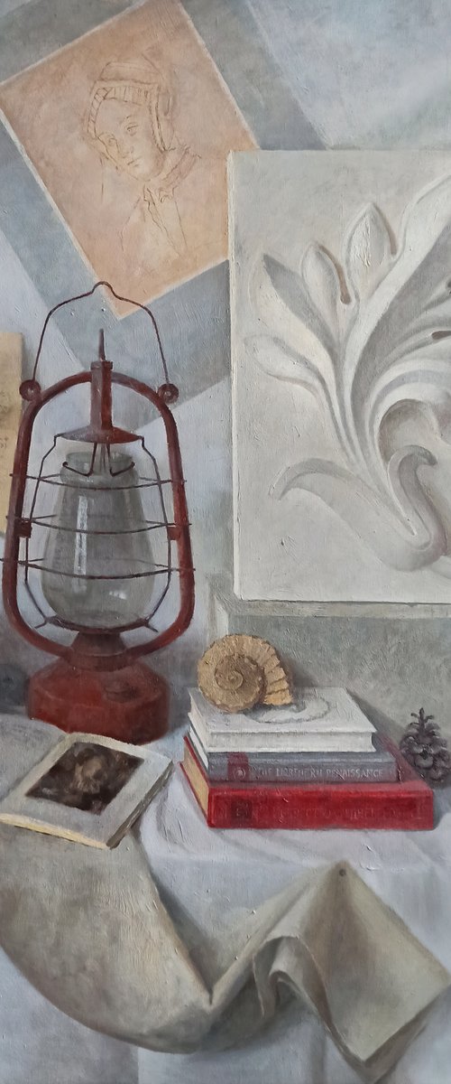 Still life with plaster rosette by Olga Goryunova