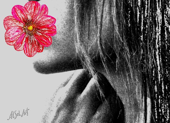 Girl with Flower in Profile