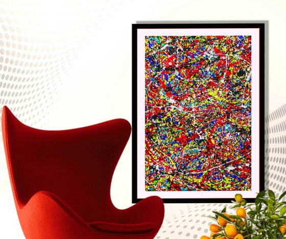 COLOR EXPLOSION, Pollock style, framed