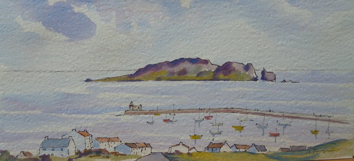 Impressionistic Landscape Watercolour By Maire Flanagan, 11 X 5", Impressions Howth With Ireland