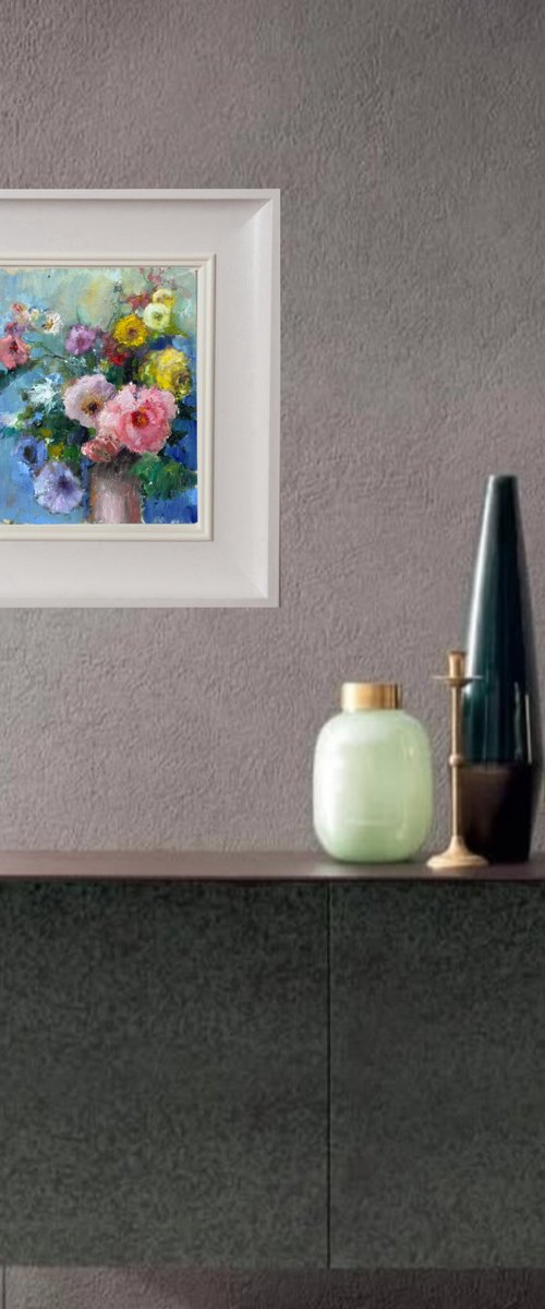 Still life with delicate roses by Olha Laptieva