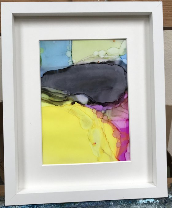 Abstract 'Mellow Yellow II' Framed