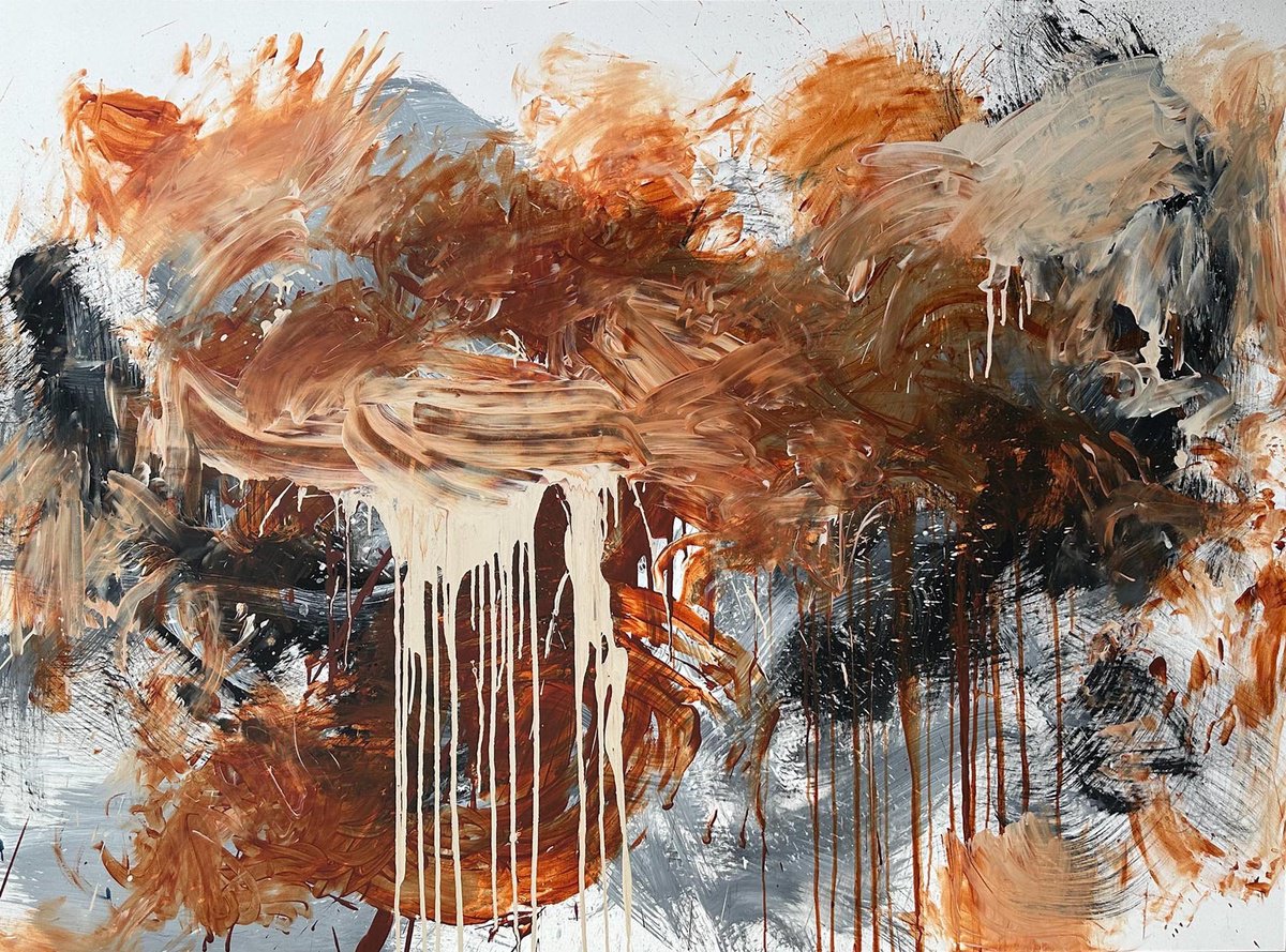 Abstract Landscape Acrylic Painting By Omar Obaid, 75 X 55", Eternal Forest 2, Original Artwork