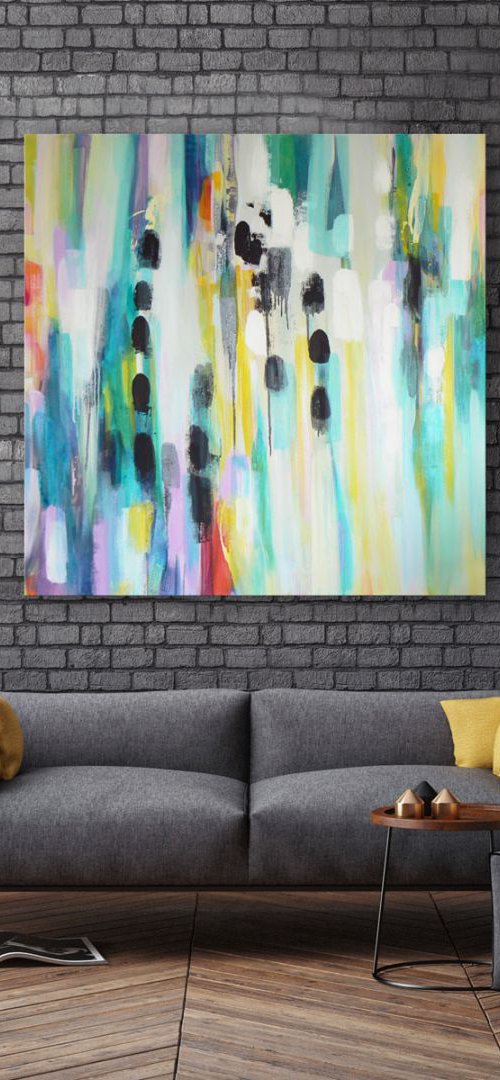 Footsteps (large abstract canvas 101 cm x 101 cm) by Carolynne Coulson