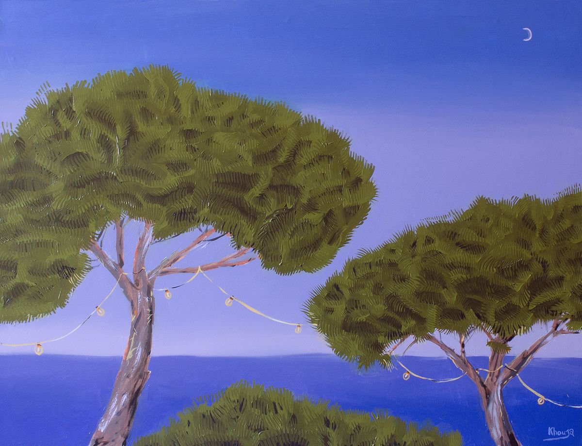 Stone Pines III oil painting by Faisal Khouja by Faisal Khouja
