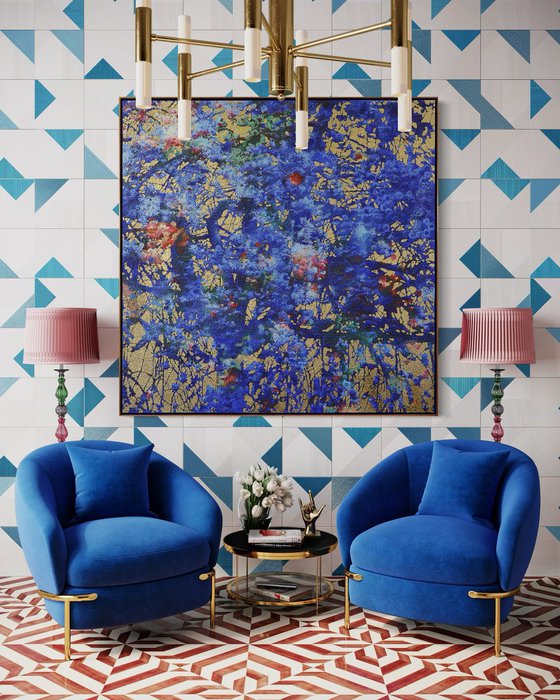 Cobalt & Gold cherry blossom