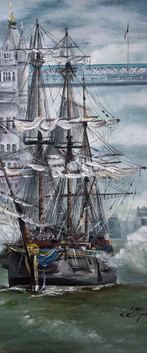 ''Swedish Tallship Gotheborg'' Original oil painting by Tetiana Tiplova