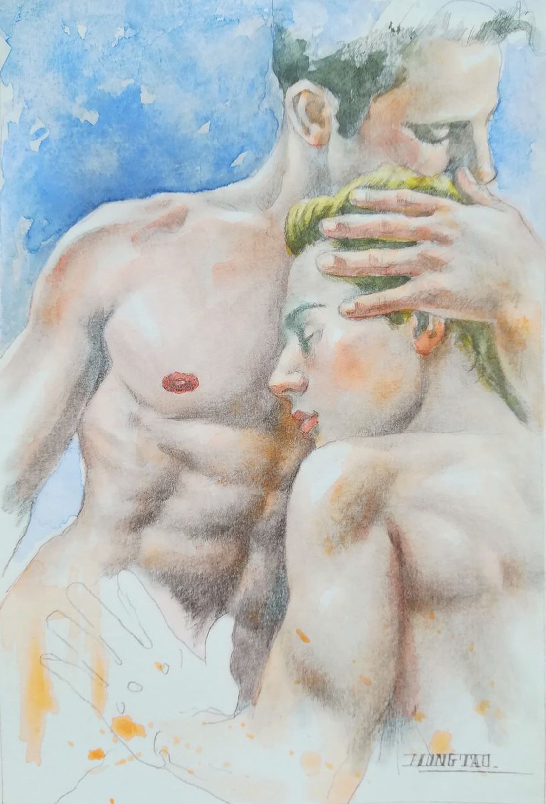 watercolor painting - gay men #17724 Watercolour by Hongtao Huang |  Artfinder