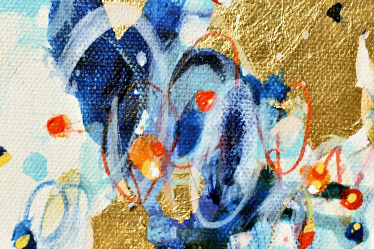 Abstract Painting By Cynthia Ligeros, 6 X 6, Blue Magic, Original Artwork