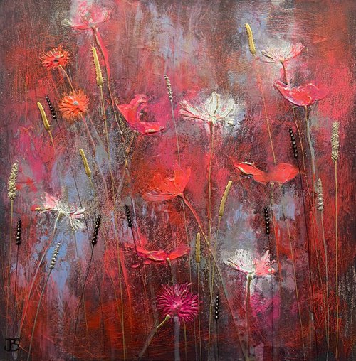 Painting No. 5 of Abstract Floral Collection, Series I by Jo Starkey