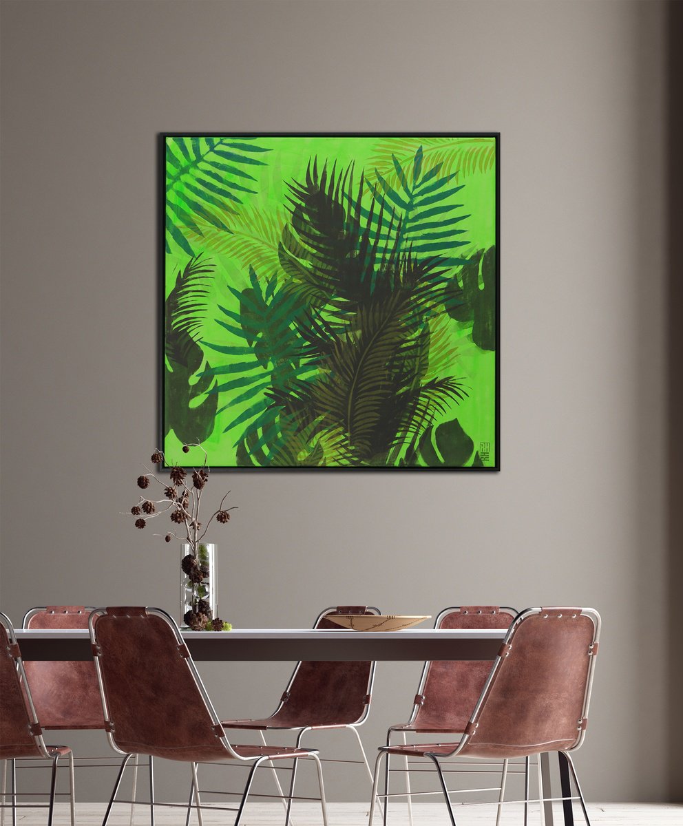 Forest in Green - Incl. Frame by Ronald Hunter