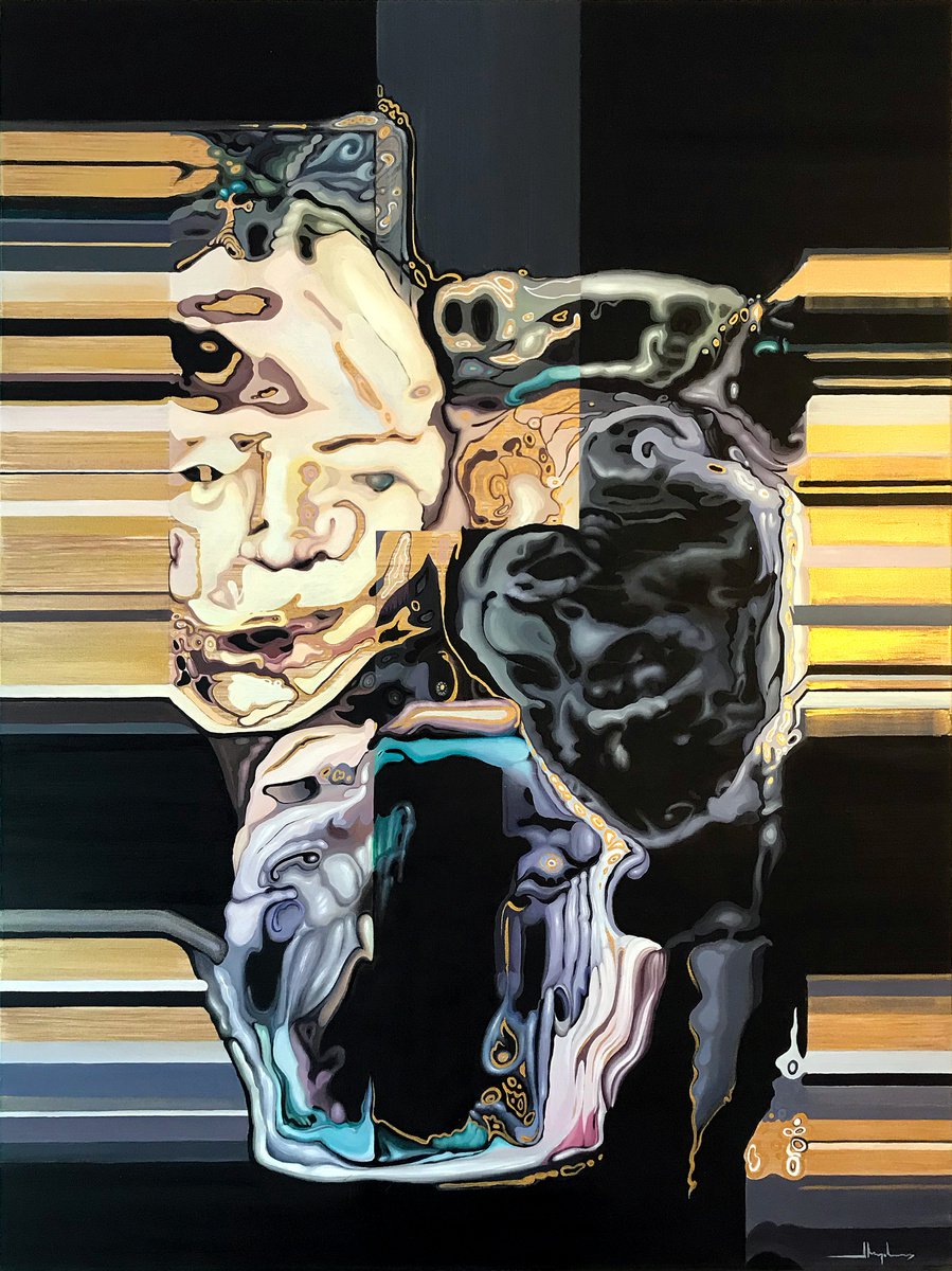 Organic Portrait Acrylic Painting By Alex Nizovsky, 36 X 48, Triad, Original Artwork