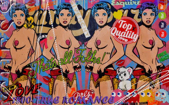 Cabaret and Cabernet 160cm x 100cm Huge Texture Urban Pop Art