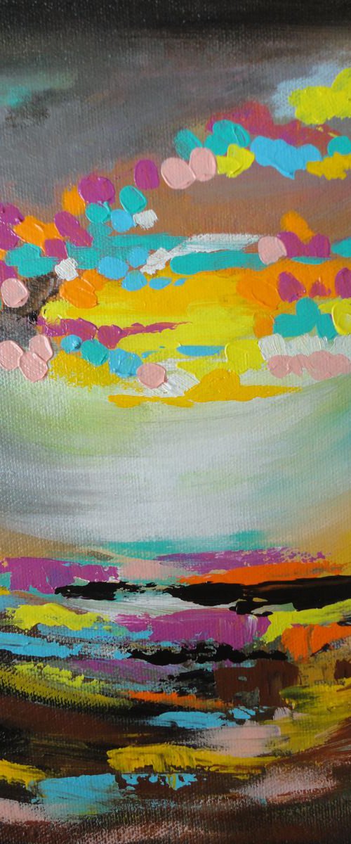 Abstract !! Dance of the clouds!! Small Painting !! Gift Art !! by Amita Dand