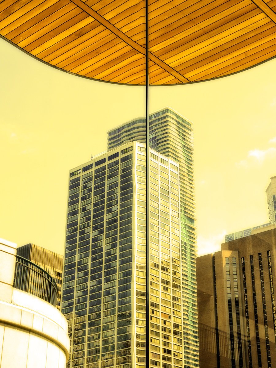 Impressionistic Cityscapes Photograph By William Dey, 20 X 26", A Warm Corner Chicago Il, Original Artwork