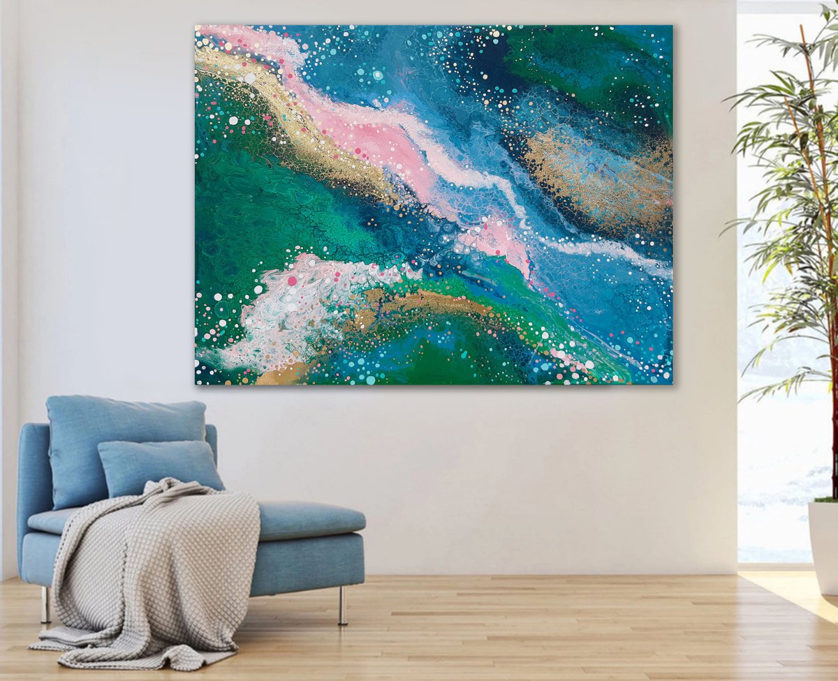 110x80cm. /In the depths of summer. original abstract painting, office art, home decor by Alexandra Dobreikin