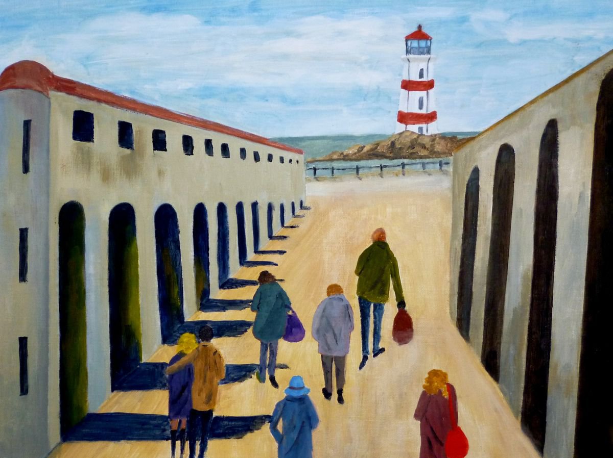 Surrealistic Landscape Oil Painting By Maddalena Pacini, 20 X 16", To The Lighthouse, Original Artwork