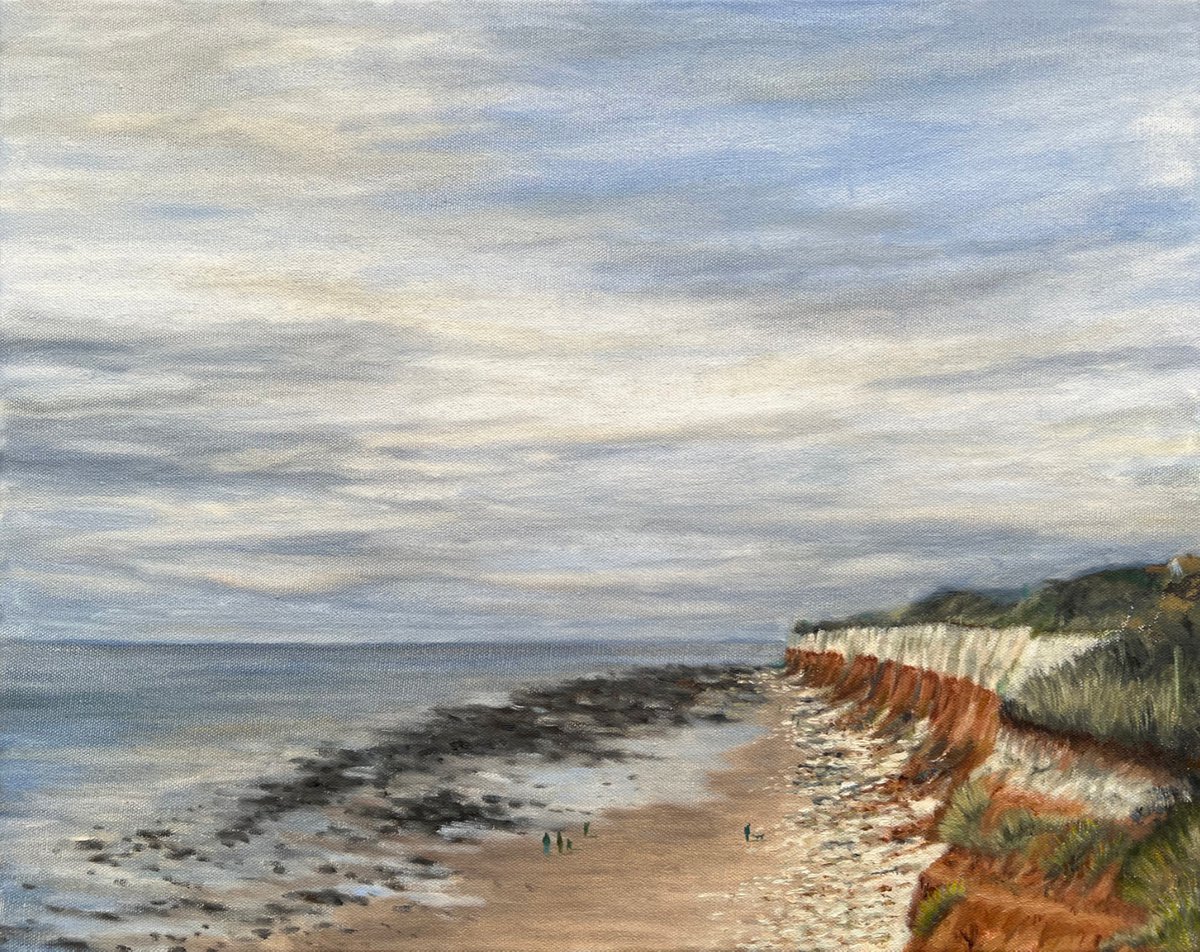 Impressionistic Landscape Oil Painting By Ashley Baldwin-Smith, 20 X 16, Hunstanton Cliffs, Original Artwork