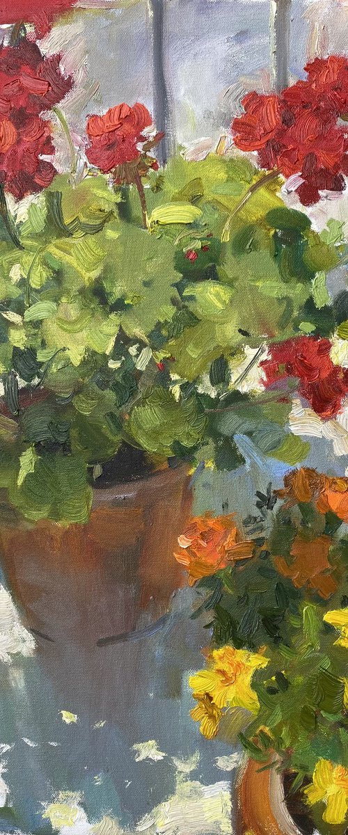 Flowers on the Porch by Nataliia Nosyk