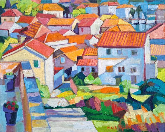 View of the rooftops of Jelsa