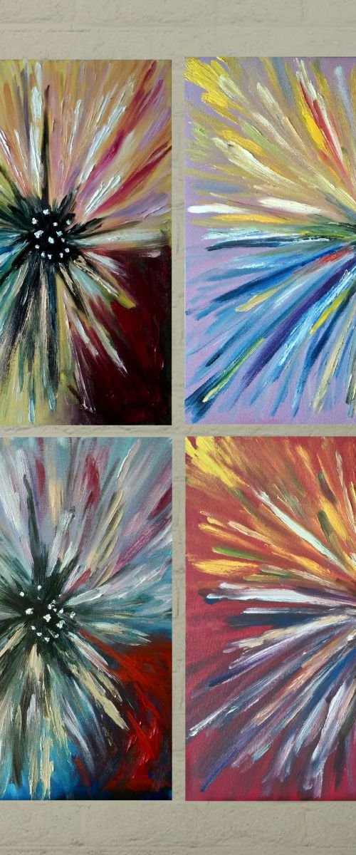 FOUR SEASONS, Free Worldwide Shipping, 100x100 cm by Anastasiia Novitskaya