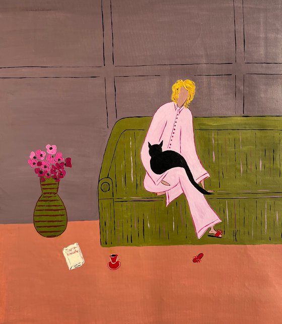 Woman... Cat... Cozy Home...