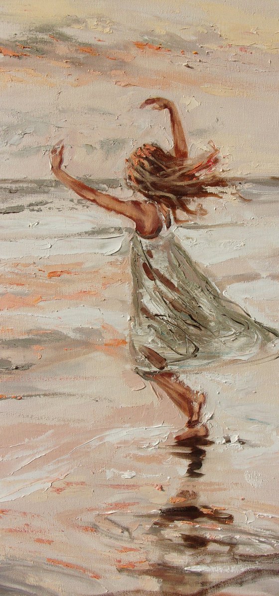 " DANCING ... "-  liGHt  ORIGINAL OIL PAINTING, GIFT, PALETTE KNIFE (2020)