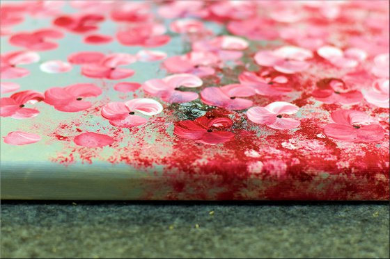 Blühende Romanze - large acrylic abstract painting cherry blossoms nature painting canvas wall art