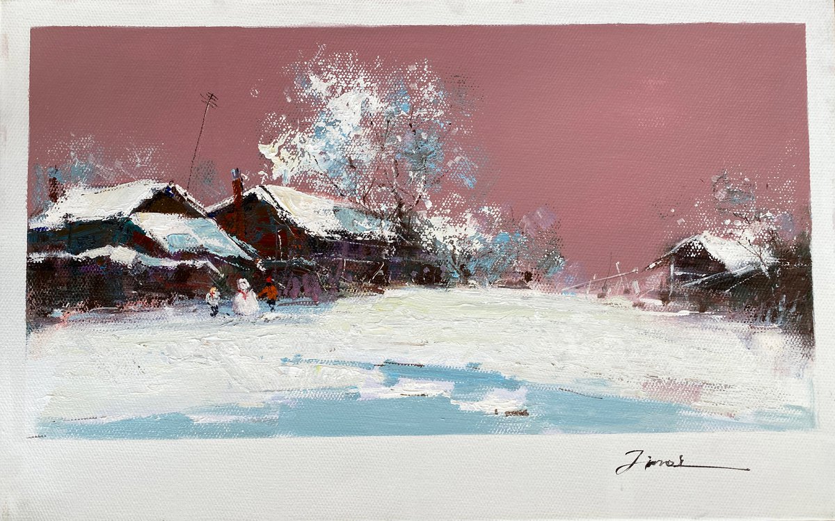 Impressionistic Landscape Oil Painting By Kunlong Wang, 31 X 20", Landscape, Original Artwork