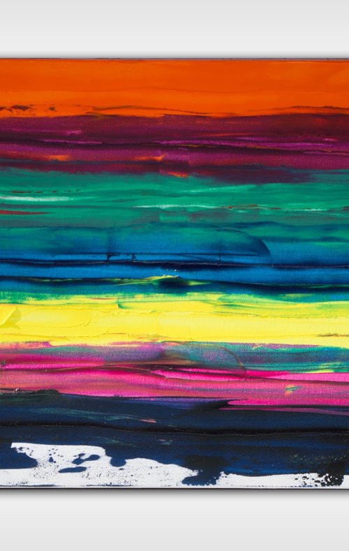 "Balance" multicolor expressionist painting, 100x60 cm by Davide De Palma