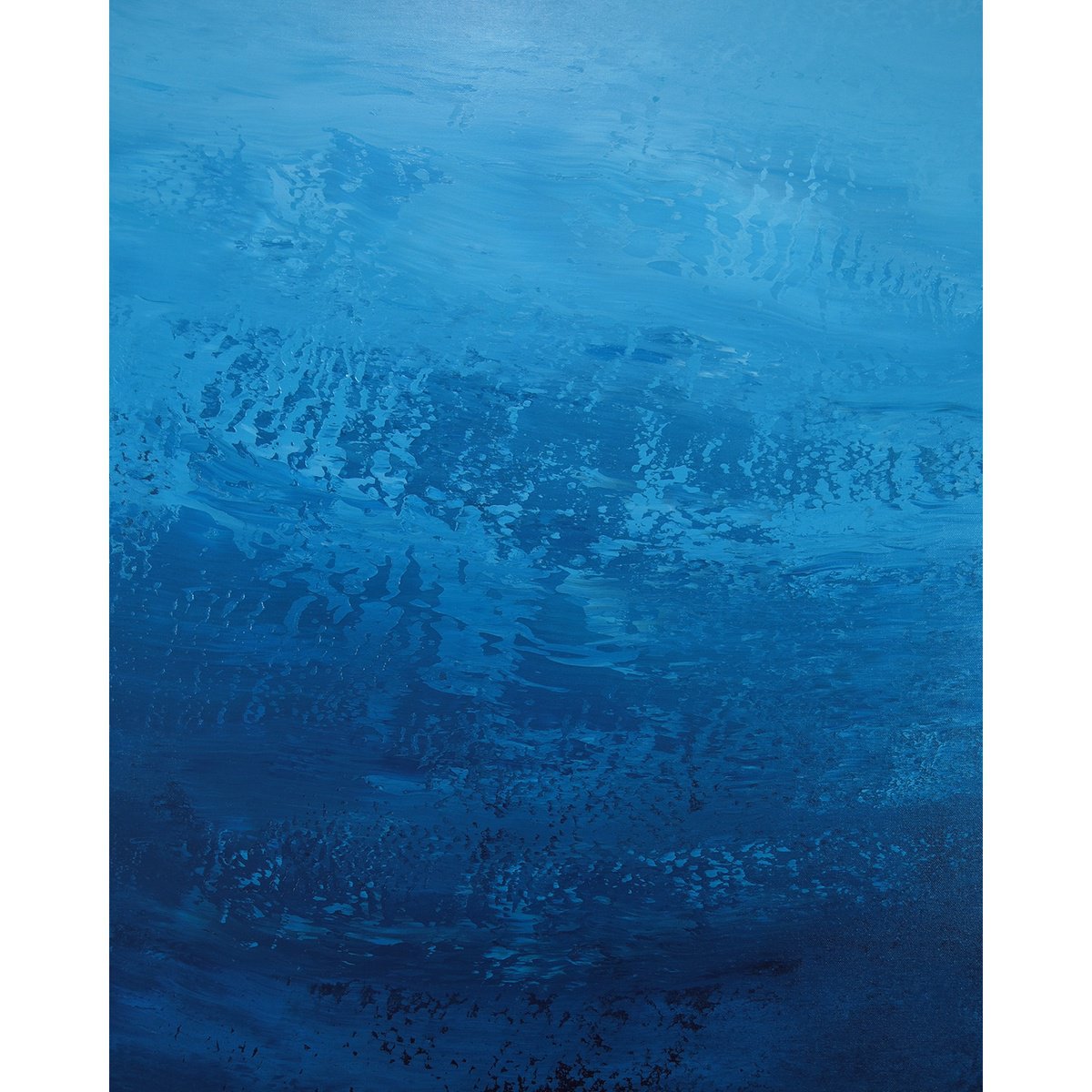 Expressive Abstract Acrylic Painting By Suzanne Vaughan, 24 X 30", Flowing Blue - Color Field, Original Artwork