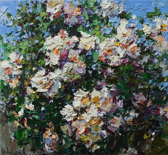 Summer roses Impasto Original oil painting